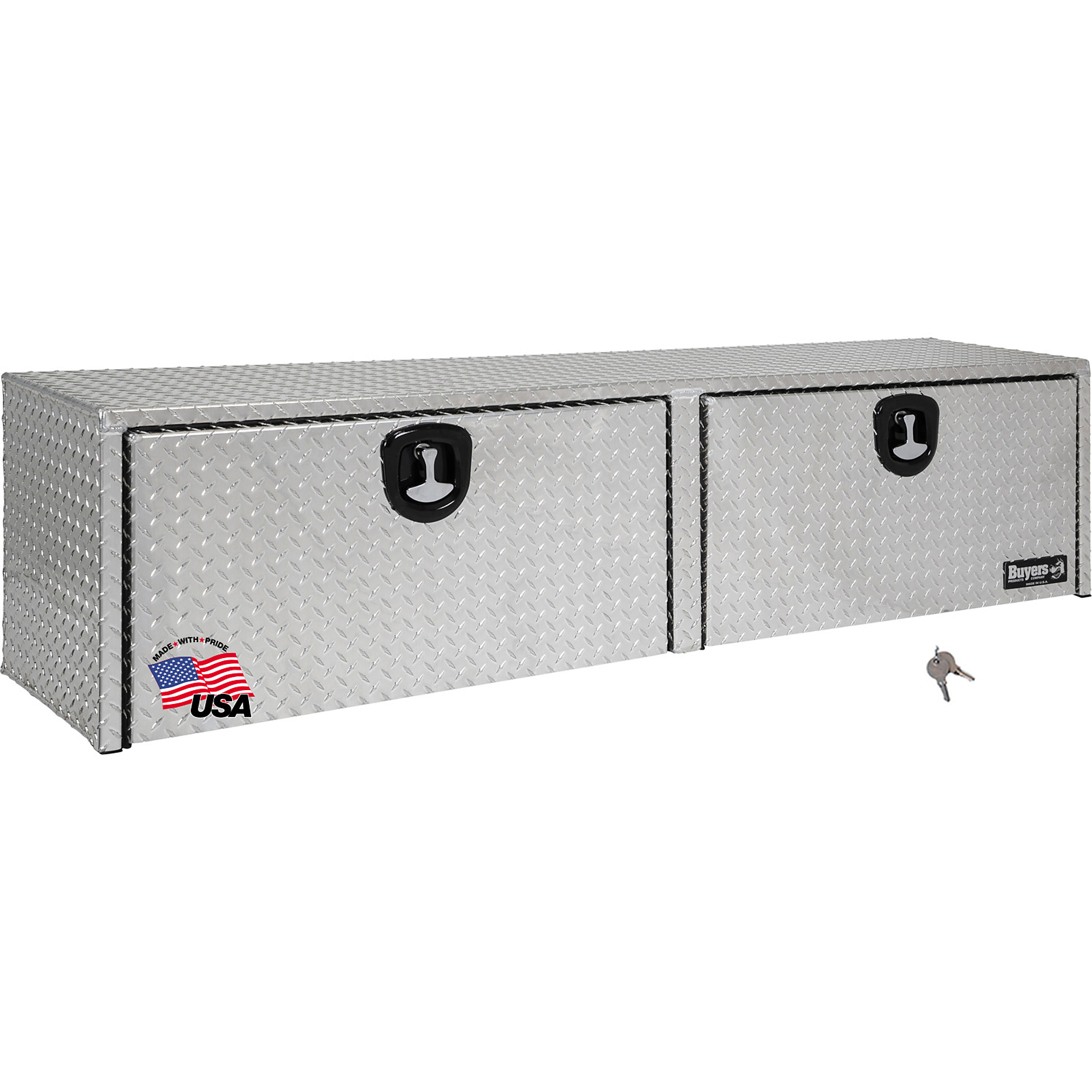 Buyers Products, 90x16x18 Contractor Topsider Truck Bed Tool Job Storage Box, Width 90 in, Material Aluminum, Color Finish Diamond Plate Silver, Model# 1701565